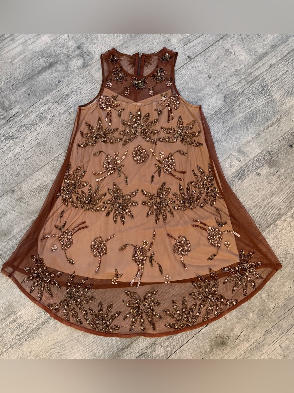 Altar’d State Wedding Party Mini Dress Embellished Sheer Floral A-Line SwingNWOT
